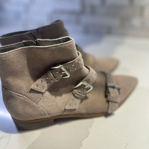 Boho moto mocha mousse suede buckle boot - Picture 3 of 5